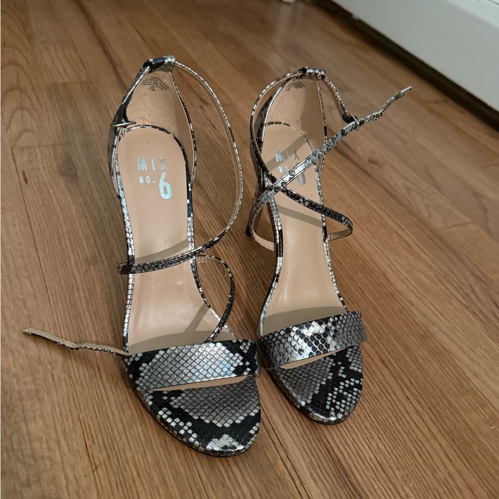 Mix No. 6 Black Stiletto Heels with Snakeskin Pattern